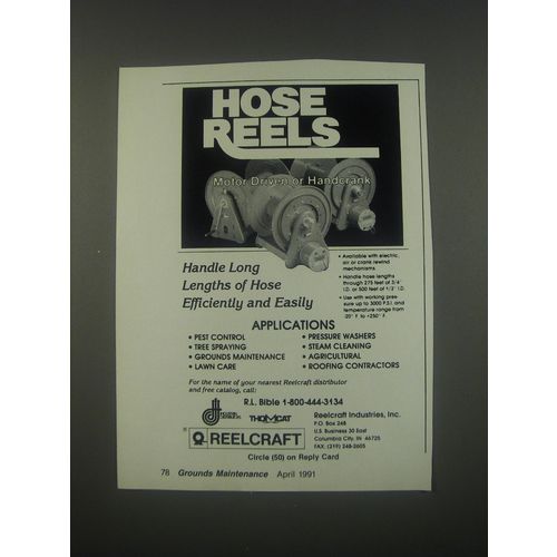 1991 Reelcraft Hose Reels Ad - Handle long lengths of hose efficiently and easil