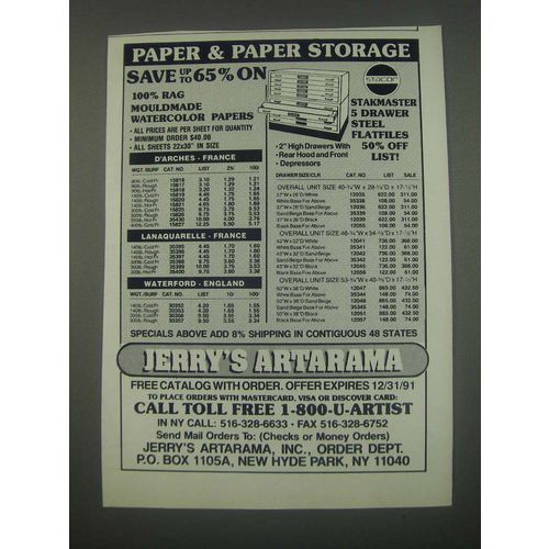 1991 Jerry's Artarama Ad - Paper & Paper Storage