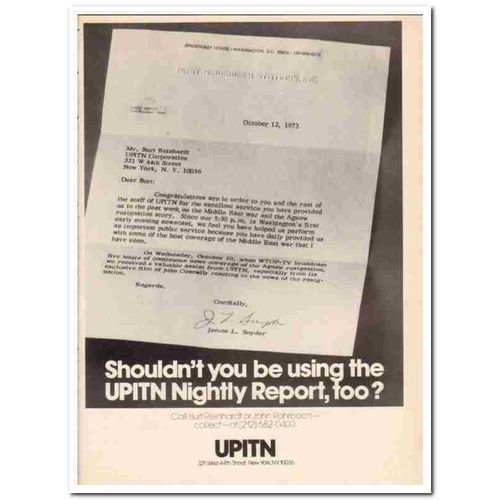 UPITN 1973 Post-Newsweek Stations Inc Nightly Report media vintage ad
