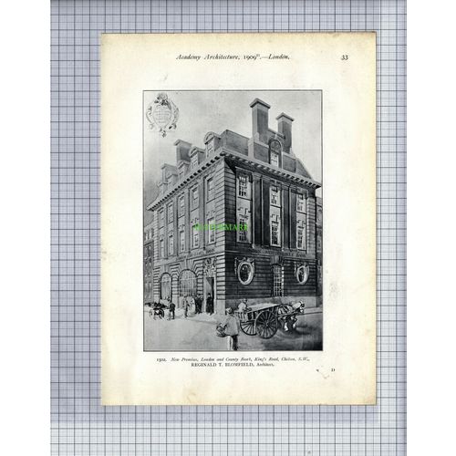 7951) London & County Bank Chelsea Blomfield / Radcliffe Town Hall - 1909