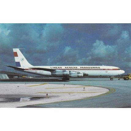 Lineas Aereas Paraguyas Boeing B707 321B Civil Aircraft Postcard (A19707)