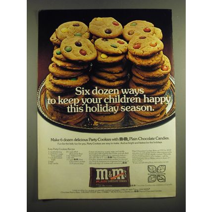 1973 M&M's Candy Ad - Six dozen ways to keep your children happy this holiday