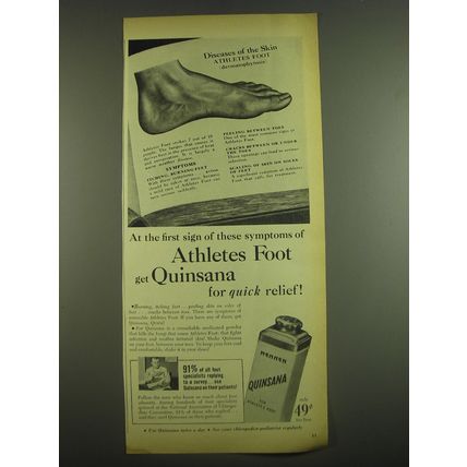 1952 Mennen Quinsana Ad - At the first sign of these symptoms of Athletes Foot