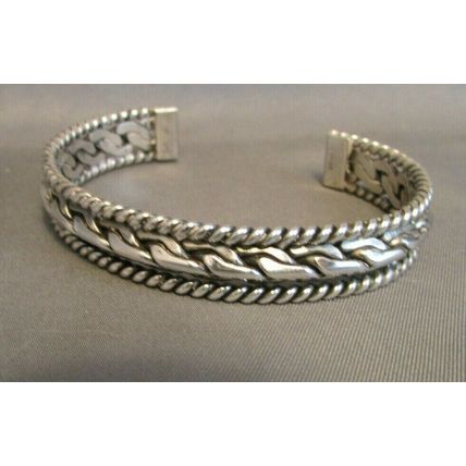 Vintage Native American Sterling Silver Cuff Double Twist Bracelet 26.9 grams