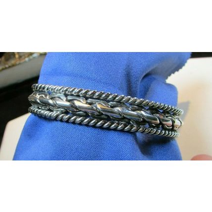 Vintage Native American Sterling Silver Cuff Double Twist Bracelet 26.9 grams
