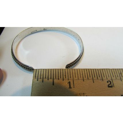 Vintage Native American Sterling Silver Cuff Bracelet By Navajo Artist AM 9.9 g