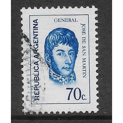 ARGENTINA REP 1970 70c BLUE GENERAL JOSE DE SAN MARTIN SG 1339 FINE USED