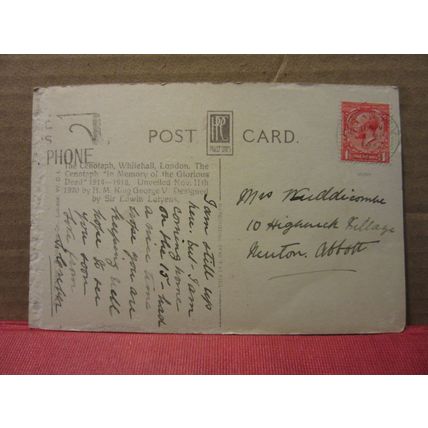 THE CENOTAPH, LONDON used vintage postcard RP 1932 pm =