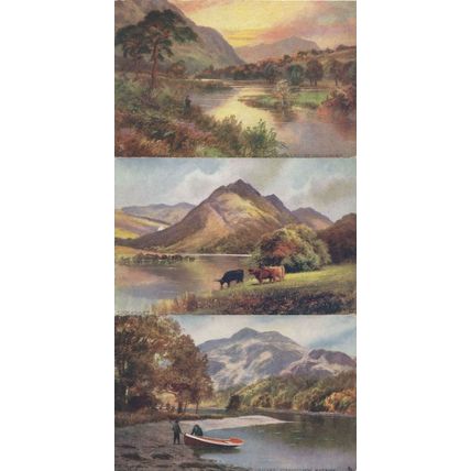 Through The Trossachs 3x Scottish Tucks Oilette Postcard s