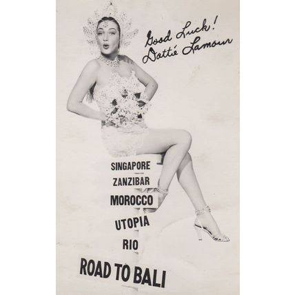 Dottie Lamour Road To Bali Facimile Signed Old Cinema Poster Photo