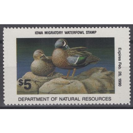 ZAYIX 1989 Iowa 18 MNH - US State Duck Stamp - Birds - 062322S83