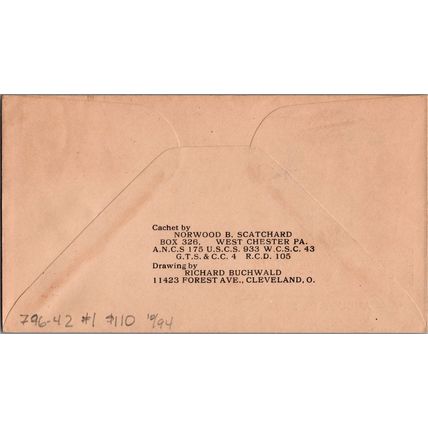 ZAYIX US 796 FDC 1st Scatchard-Buchwald - USS Erie Planty 796-42 092222SM25