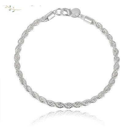 New Women’s Silver Plated 4mm Rope Bracelet