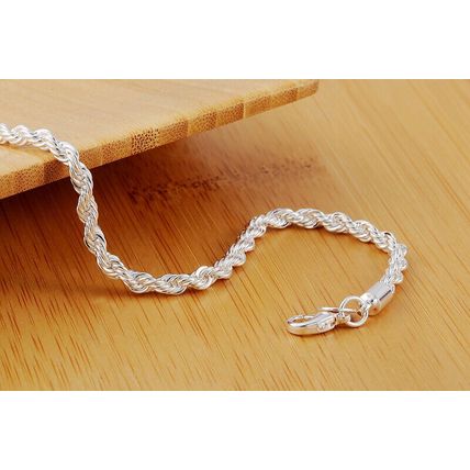 New Women’s Silver Plated 4mm Rope Bracelet