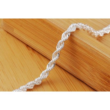 New Women’s Silver Plated 4mm Rope Bracelet