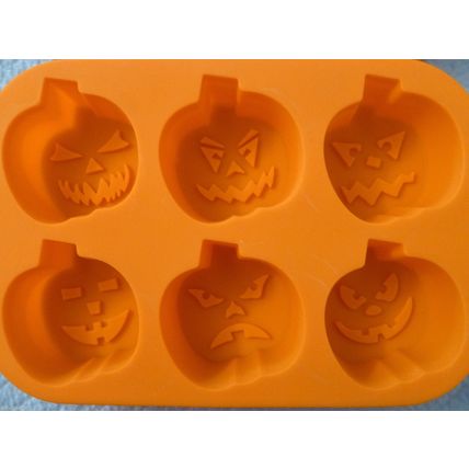 "2 HALLOWEEN JACK-O-LANTERN PUMPKIN SILICONE BAKING MOLDS MUFFIN PANS CUPCAKE"