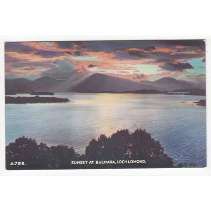 Sunset at Balmaha Loch Lomond Postcard Scotland