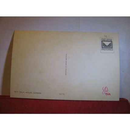 1910 ADLER German, veteran car vintage unused postcard dated 1969 #