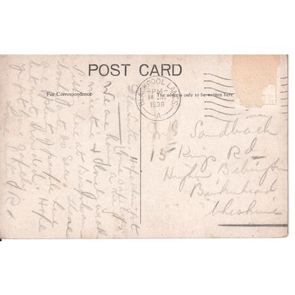Vintage GB Postcard 1938 - Gynn Square & Gardens, North Shore, Blackpool