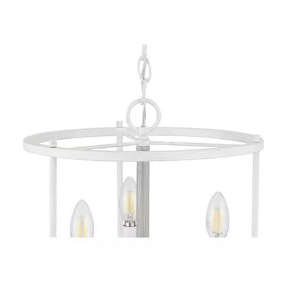 Somstreet 13.75" 3-Light Cottage White Cage Pendant Light Bleached Oak Accents