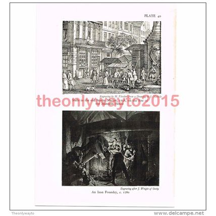 Stocks Market, London 1738 & Iron Foundry 1780, Book Illustration (Print), c195