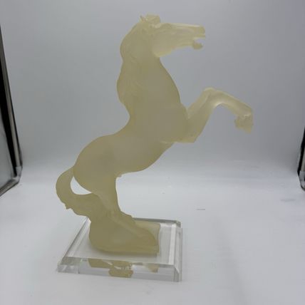 Large Frosted Lucite Acrylic Horse Rare Vintage 80s Regency New York Stallion