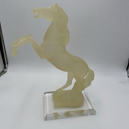 Large Frosted Lucite Acrylic Horse Rare Vintage 80s Regency New York Stallion