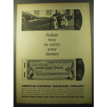 1960 American Express Travelers Cheques Ad - way to carry your money