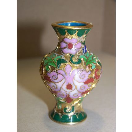 Vintage Cloisonne Vase 2" tall