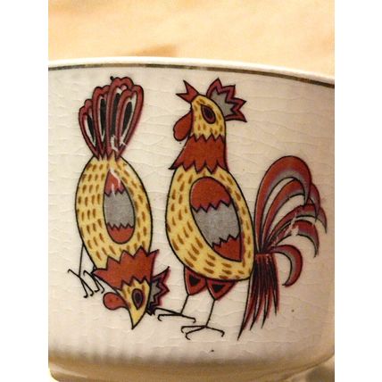Vintage Japan Cup And Saucer Plater 2x Set White Floral Rooster Stamp