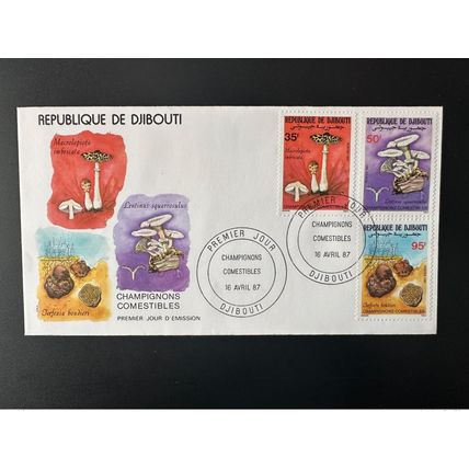 Djibouti 1987 Mi. 488 - 490 FDC Champignons comestibles Mushrooms Pilze Funghi