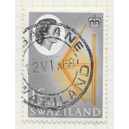 SWAZILAND 1962 SWAZI BATTLE AXE USED SG91 91 SG CANCEL DATED COPY