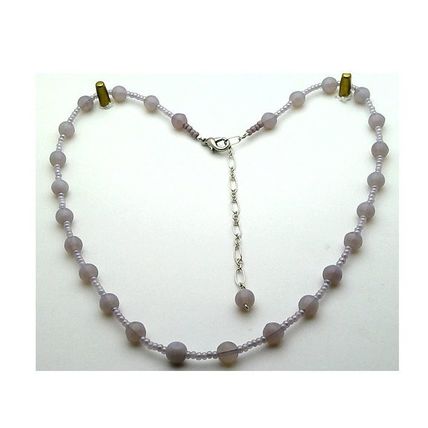 Lavender Opal Glass Beaded Choker Necklace