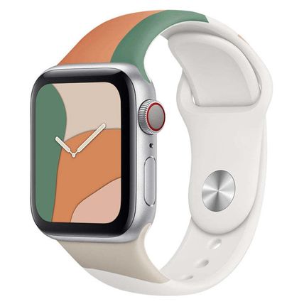 Morandi Series Contrast Color Silicone Replacement Watchband For Apple Watch Ser