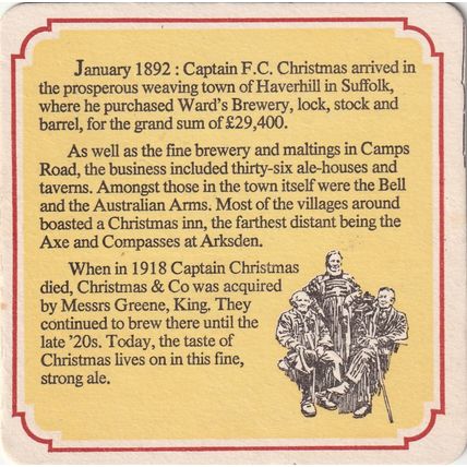 BEER MAT - GREENE KING BREWERY - CHRISTMAS ALE - (Cat No 100) - (1983)