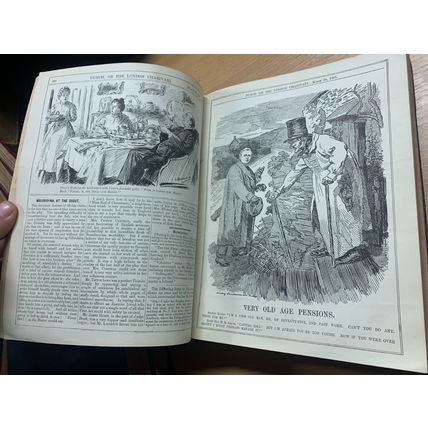 1907 PUNCH MAGAZINE BOUND VOLUMES JAN TO DEC HEAVY 2.8kg ANTIQUE BOOK (P14)