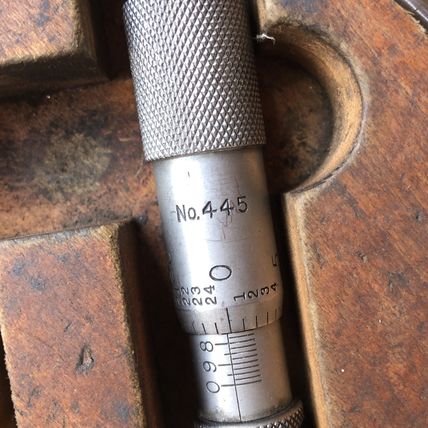 STARRETT 445 Depth Micrometer 2-3" Wood Holder USA