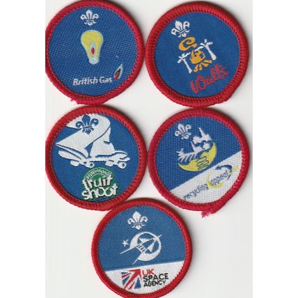Scout Badges 5 x Cub Activity 2002+ Sponsored 4 x Black Backs 1 x White (BY455)