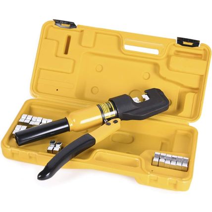 10 Tons Hydraulic Crimping Tool Battery Cable Lug Terminal Crimper with 9 Pairs