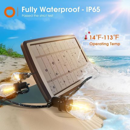 Addlon 54FT(48+6) Solar String Lights Outdoor Waterproof with USB Charging & Rem