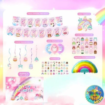 Cute Animals Birthday Decorations Kids Party Supplies with Banner Cake Topper Cu