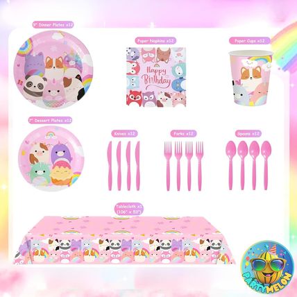 Cute Animals Birthday Decorations Kids Party Supplies with Banner Cake Topper Cu