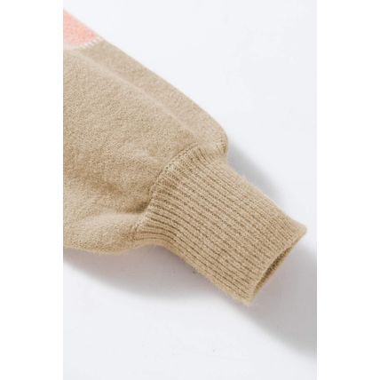 Dusty Pink Color Block Lantern Sleeve Drop Shoulder Sweater