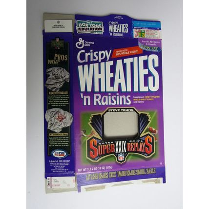 General Mills 1996 Cereal Box Wheaties Super Bowl Super Replays Steve Young NFL
