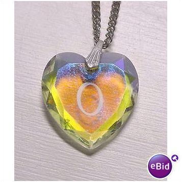 Aurora Borealis Heart Pendant On Chain - Monogram O