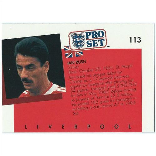 1990/1991 Pro Set Footbal - #113 - Ian Rush