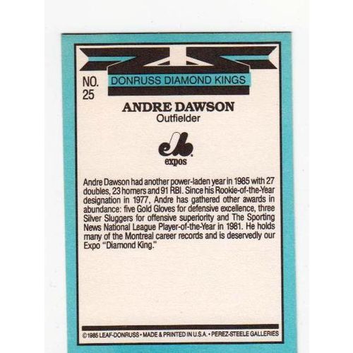 1986 Donruss Andre Dawson Diamond King baseball card #25- NM- HOF-Expos
