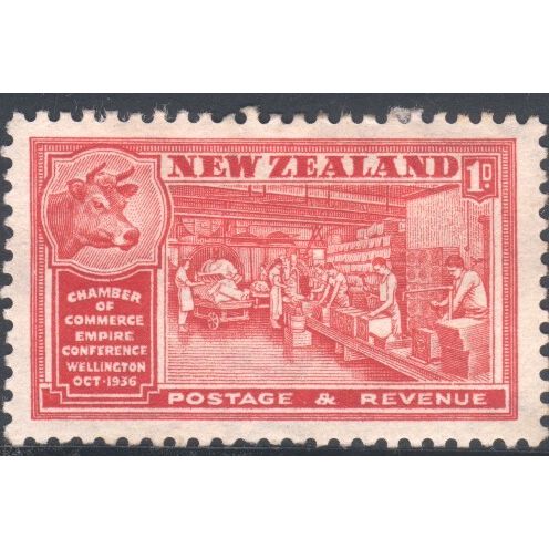New Zealand stamps 1936 - SG594 - 1d red - Butter MH