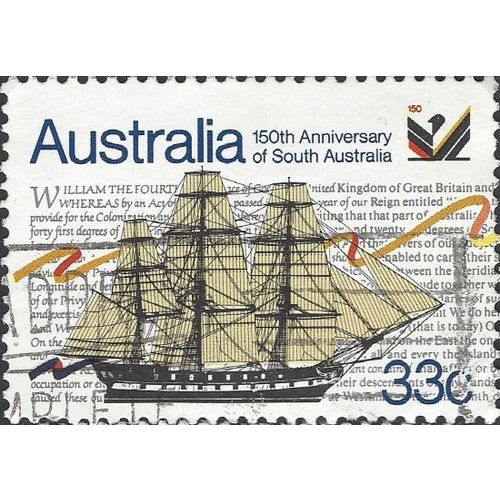 AUSTRALIA, SHIP, Founding of South Australia, white 1986, 33c, #5