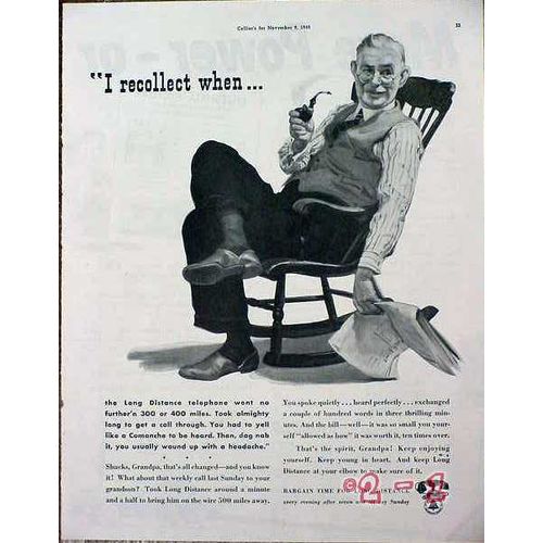 AMERICAN TELEPHONE TELEGRAPH 1940 I recollect when vintage ad